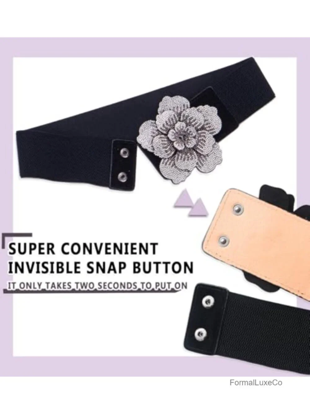 Shiny Flower Buckle Bling Stretchy Wide Dress Belt Elastic Rhinestone